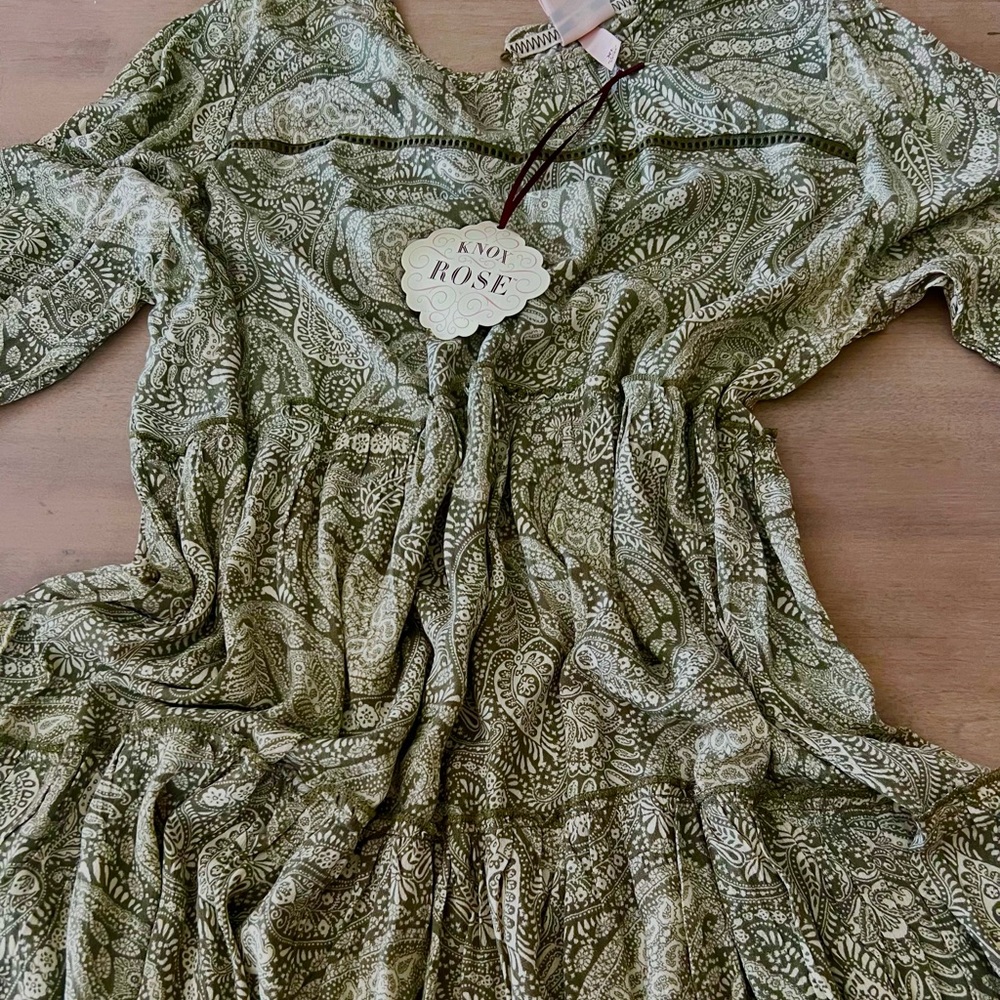 Boho green paisley dress